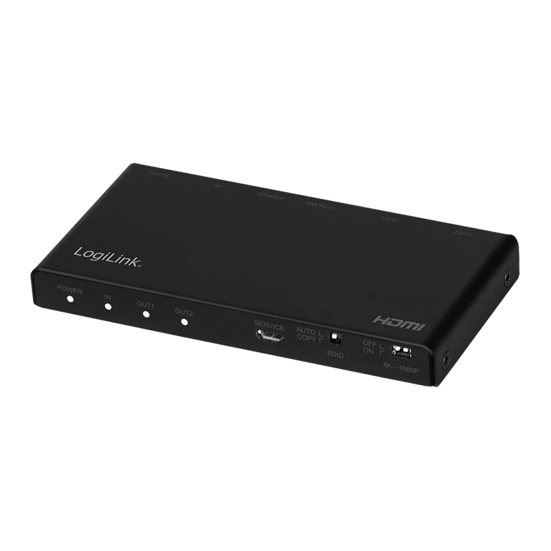 Image of LogiLink HDMI splitter. 1x2-Port. 4K/60 Hz. HDCP. EDID.audio extract.d