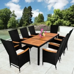 Image of 8 Seat Poly Rattan Garden Dining Set Rio Black