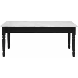 Image of Coffee Table White Marble Top with Black Frame Modern Coffee Table for Living Room Black Coffee Tables Living Room Pieces w110 x d55 x h45cm
