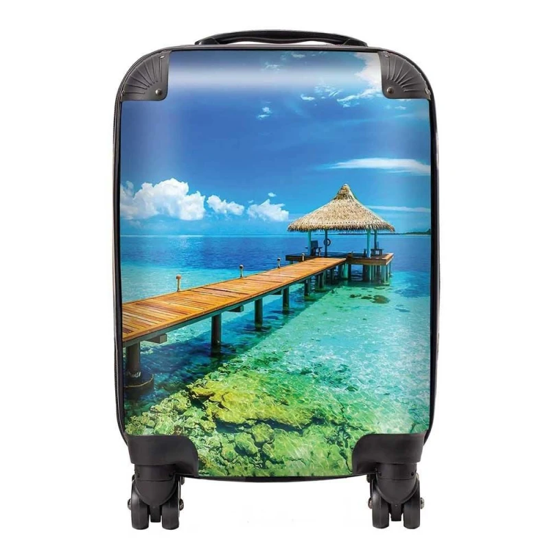 Image of Warren Reed - Designer Maldive Beach Resort Suitcase in Blue Size: Small Blue Unisex Small