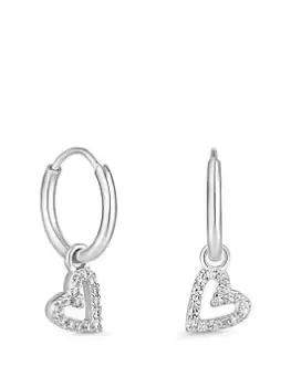 Image of Simply Silver Sterling Silver 925 Mini Heart Hoop Earrings, One Colour, Women