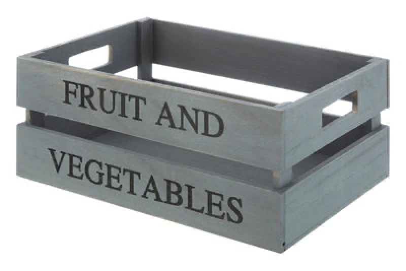 Image of Premier Housewares Interiors By Premier Grey Wooden Crate Storage Box, Rustic Wooden Fruit Storage Box, Storage Bin, Weathered Wooden Crate Box