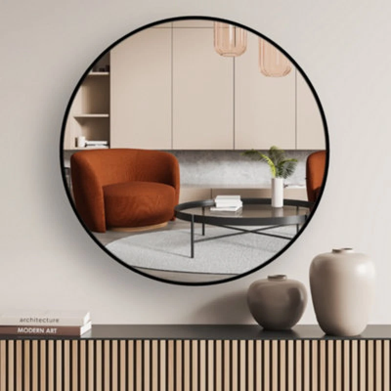 Image of Nielsen Jaron Aluminium Wall Mirror, Round 60Cm - Black