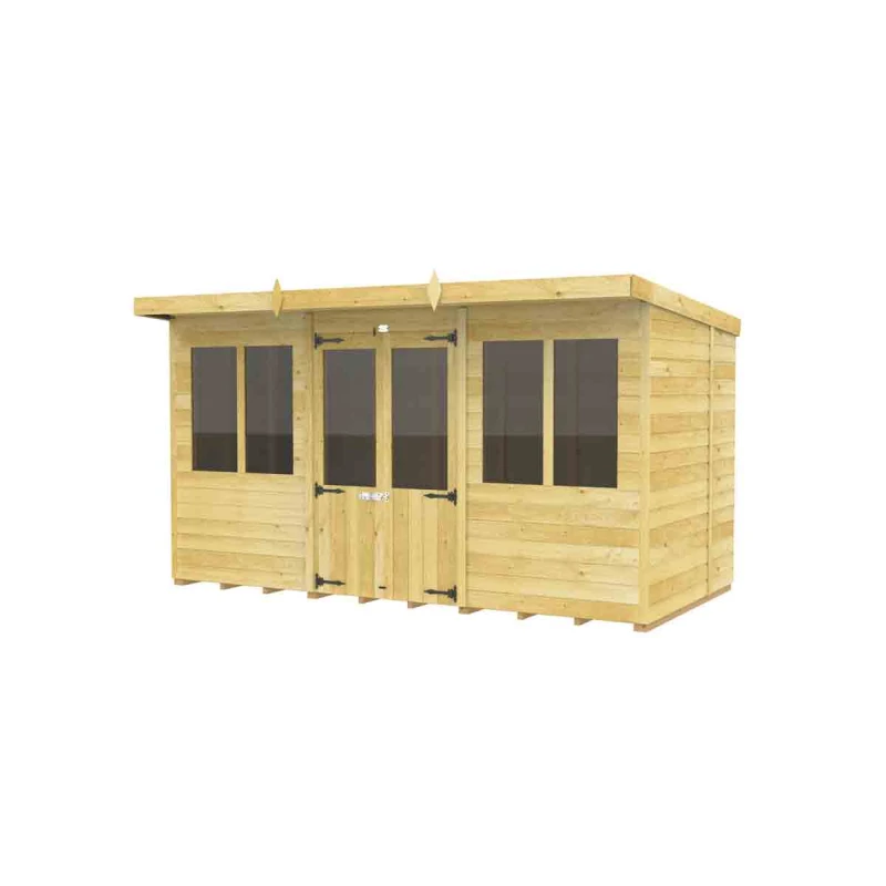 Image of Flat Pack Sheds DIY Sheds 12 x 8 Pent Summer House, Brown 12X8PSHFF