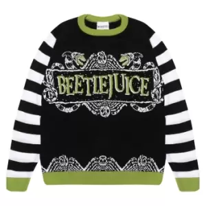 Image of Beetlejuice Womens/Ladies Logo Knitted Sweatshirt (XXL) (Black/White/Green)