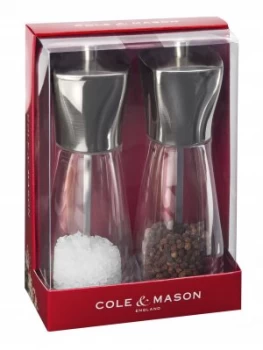 Image of Cole and Mason Rye Stainless Steel Top Salt and Pepper Mills