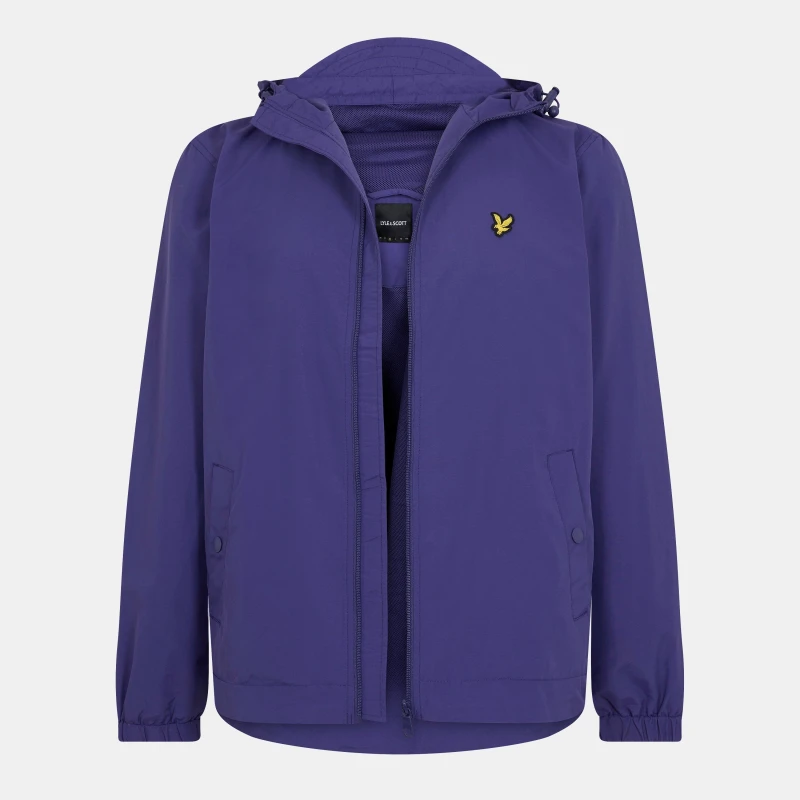 Image of Lyle and Scott Mens Zip Through Cotton Wind Resistant Long Sleeve Hooded Rain Anorak Deep Indigo male S