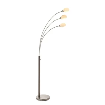 Image of Endon Jaspa - LED 3 Light Floor Lamp Satin Nickel, White Glass