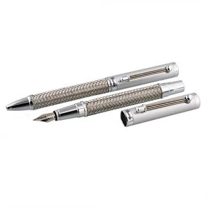 Image of Stratton Rollerball & Fountain Pen Set - Two Tone Silver