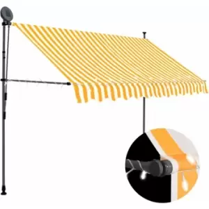 Image of Manual Retractable Awning with LED 300cm White and Orange Vidaxl Orange