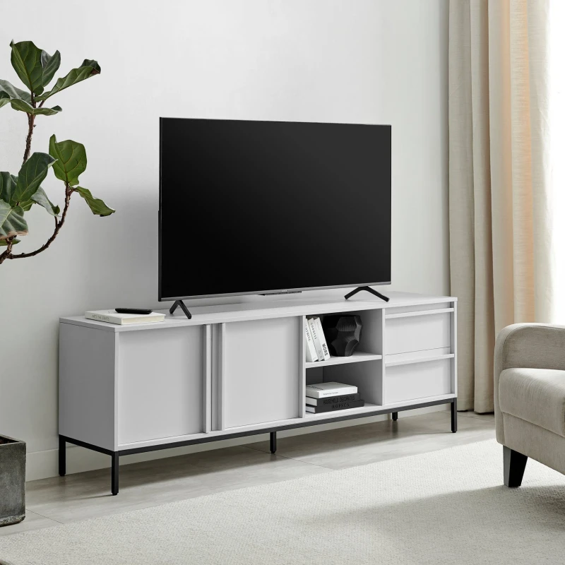 Image of FurnitureboxUK FurnitureboxUK Svit Storage TV Sideboard in Off White Off White One Size Unisex 5060661188085