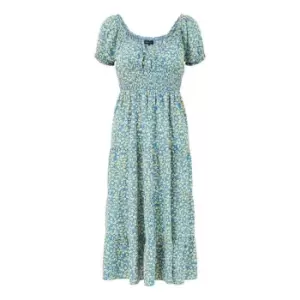 Image of Mela London Blue Ditsy Flower Bardot Dress - Blue
