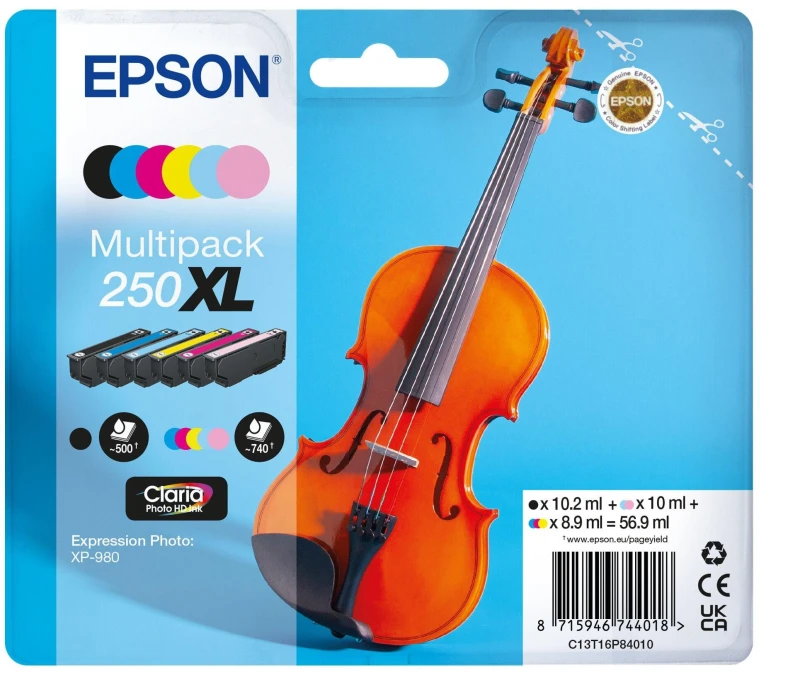 Image of Epson 250XL Multipack - Full Set of 6 Ink Cartridges - Violin (Original)