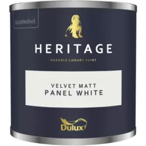 Image of Dulux Heritage Velvet Matt Panel White Matt Emulsion Paint 125ml