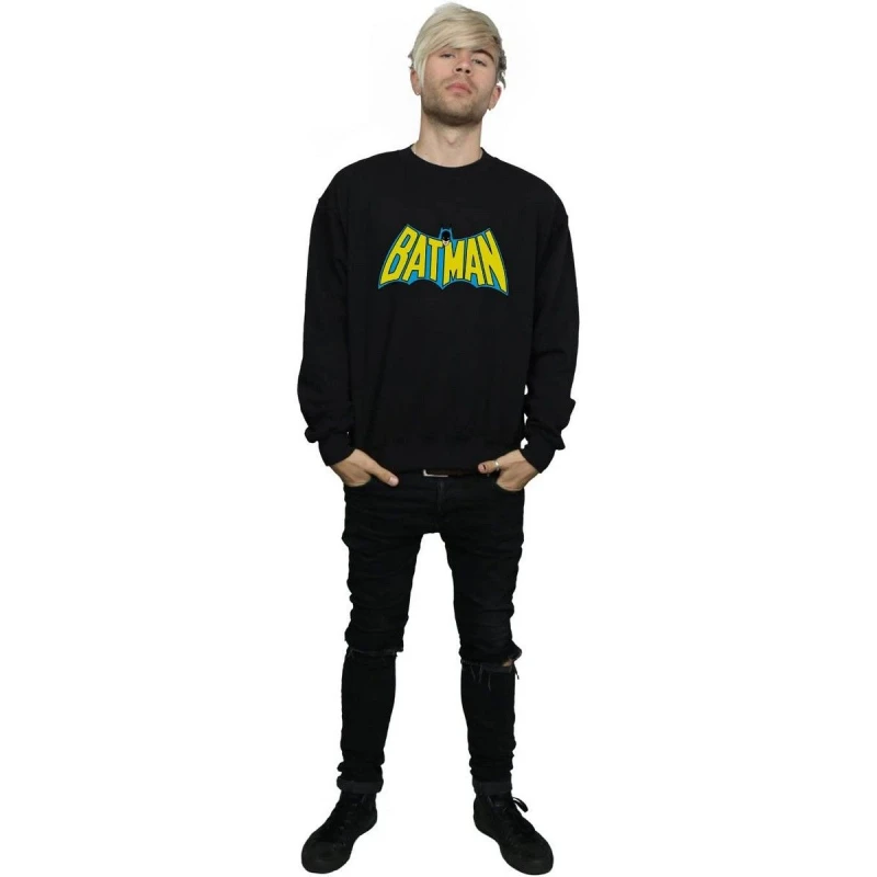 Image of Batman Batman Men Retro Logo Cotton T-Shirt in Black Size: Small Black S Male 5063377528701