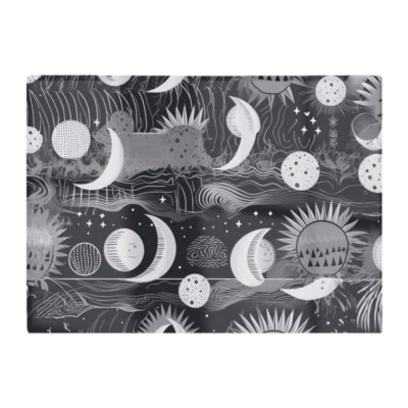 Image of Warren Reed Designer Abstract Black White Moon And Sun Glass Chopping Board