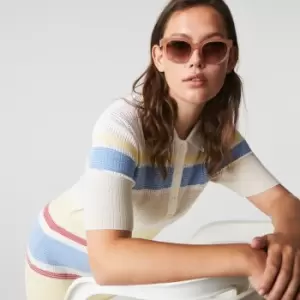 Image of Lacoste Womens Oval Acetate Croco Skin Sunglasses Size Unique size Opaline Rose