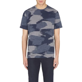 Image of Armani Exchange Camo Print T Shirt - Blue