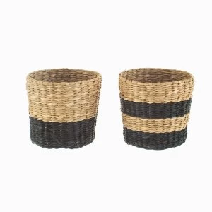 Image of Sass & Belle (Set of 2) Mini Black Seagrass Planters