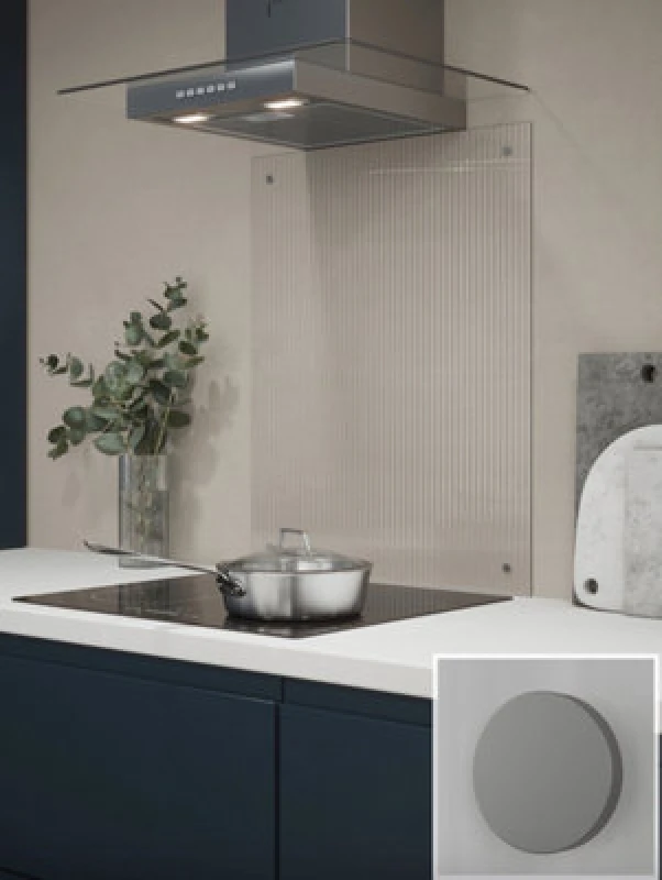 Image of Fluted Glass Kitchen Splashback (Fixing Kit With Satin Chrome Caps) 600mm X 750mm X 4mm