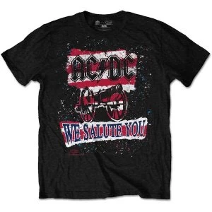 Image of AC/DC - We Salute You Stripe Unisex Medium T-Shirt - Black