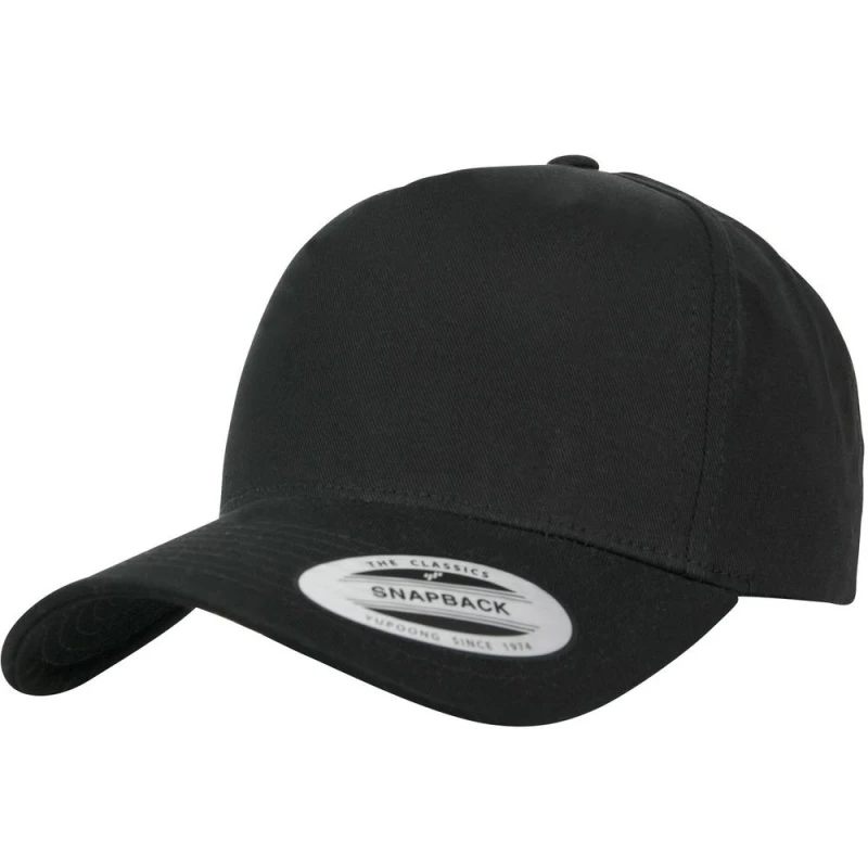 Image of Flexfit by Yupoong Mens 5 Panel Classic Snapback Cap One Size in Black Male One Size
