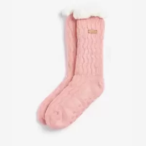 Image of Barbour Womens Cable Knit Lounge Socks - Dusty Pink