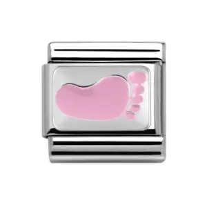 Image of Nomination Classic Silver Pink Footprint Charm