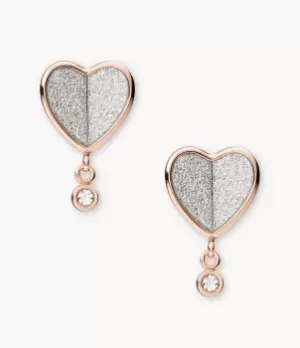 Image of Fossil Women Flutter Hearts Rose Gold-Tone Stainless Steel Stud Earrings
