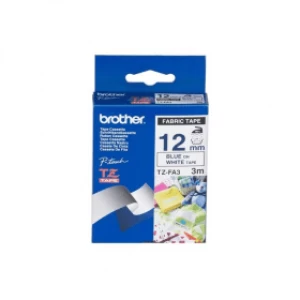 Image of Brother TZ-FA3 P-touch Blue on White Textile Tape 12mm x 3m