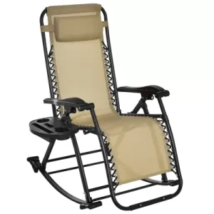 Image of Outsunny Folding Recliner Chair Outdoor Lounge Rocker Zero-Gravity Seat w/ Headrest