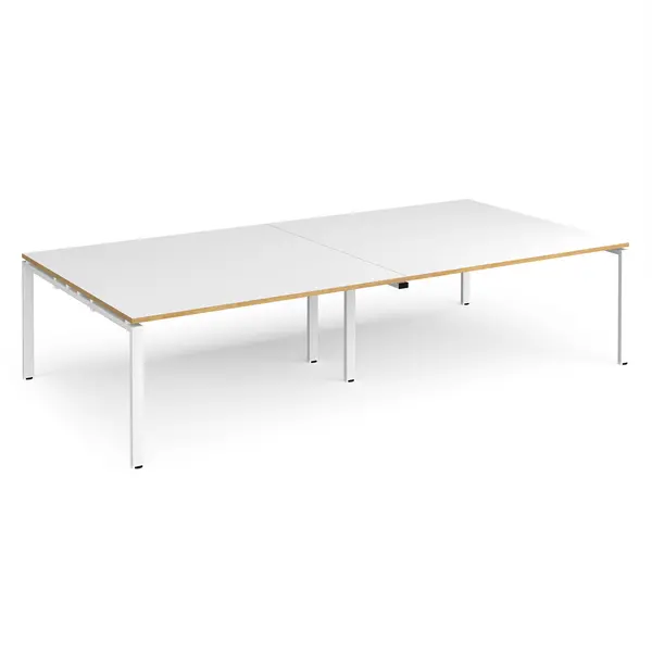 Image of Adapt rectangular boardroom table 3200mm x 1600mm - white frame and DMFEBT3216WHWO