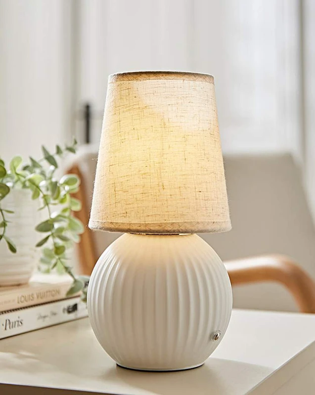 Image of SO'HOME Rechargeable Ribbed White Glass Table Lamp White ONE SIZE