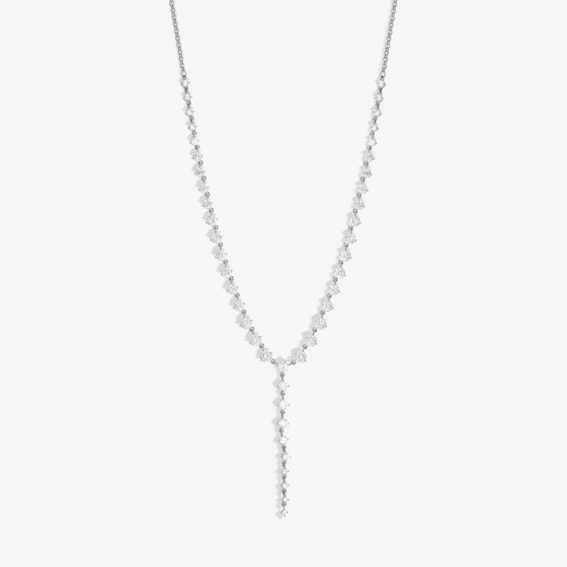 Image of Jon Richard Rhodium Plated CZ Y Necklace Jewellery Sets One Size Silver 71713411000