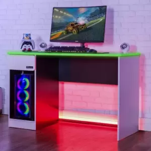 Image of CarbonTek Gaming Desk with Wireless Charging and LED Lighting, white