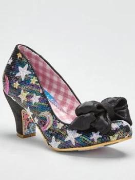Image of Irregular Choice Ban Joe Sequin Star Print Heeled Shoe - Black