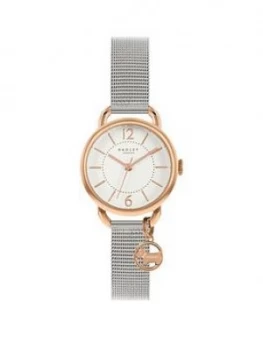Image of Radley White Dial Rose Tone Bezel Dog Charm Bracelet Watch