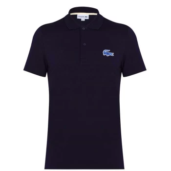 Image of Lacoste Spellout Croc Logo Polo Shirt - Blue