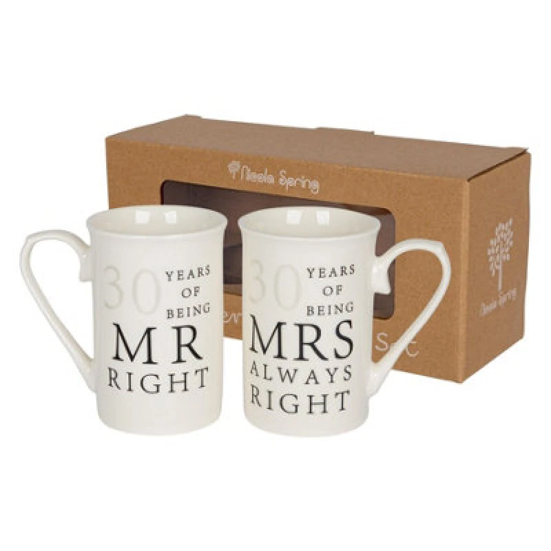 Image of Nicola Spring 2Pc 30Th Anniversary New Bone China Mug Set - 300Ml