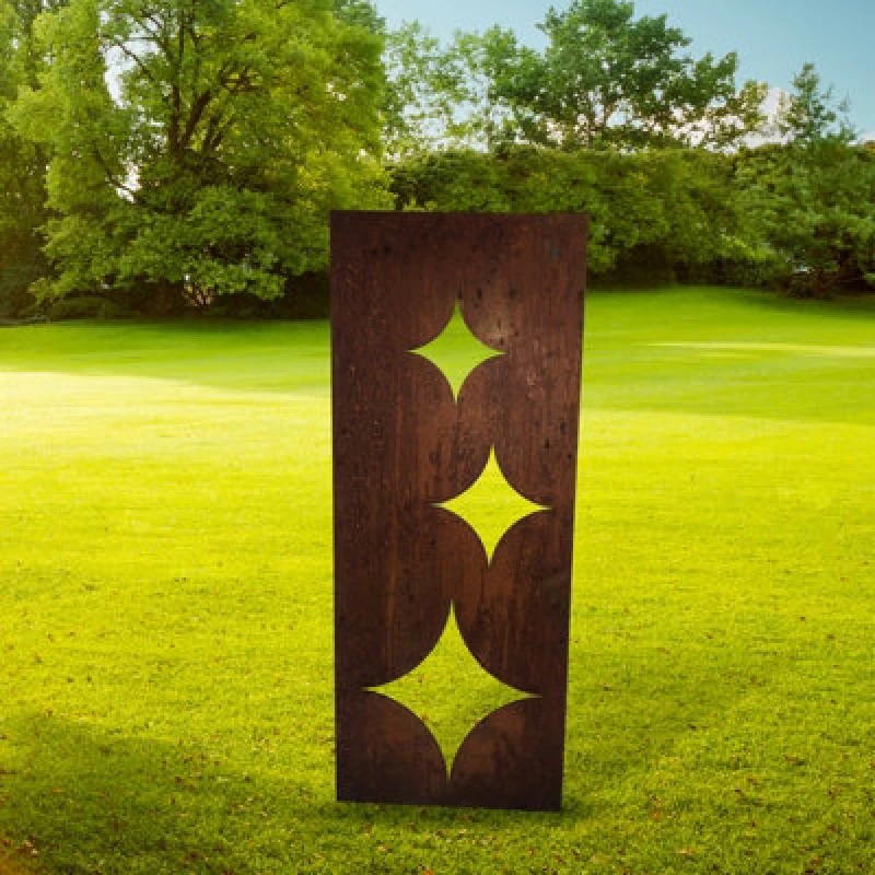 Image of Poppy Forge Stars Garden Screen Small Bare Metal/ready To Rust - Steel - W35.5 X H116.4 Cm