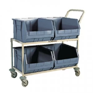 Image of Slingsby Grey Mobile Storage Trolley cw 4 Bins 383377