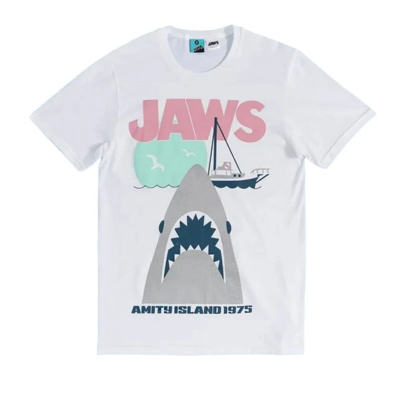 Image of Jaws Mens Bruce Pastel T-Shirt in White Size: Medium White Male M