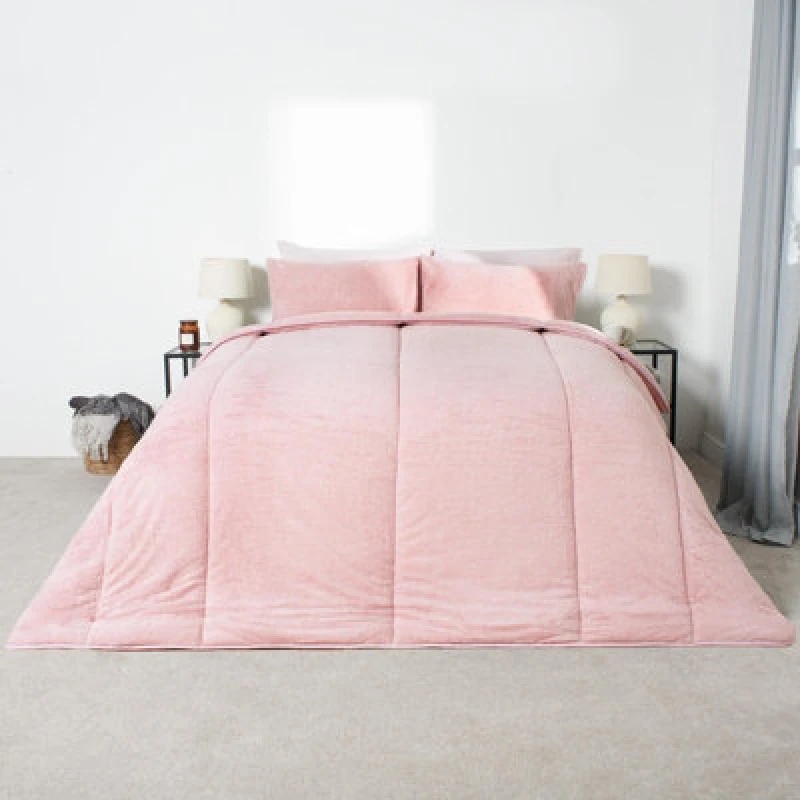 Image of OHS OHS Teddy Fleece Coverless Duvet 10.5 TOG Pillowcase in Light Pink Size: Double Light Pink Double Unisex 5027434175529