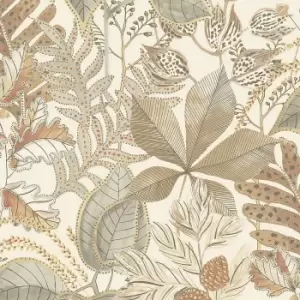 Image of Belgravia Decor Eden Leaf Natural Wallpaper