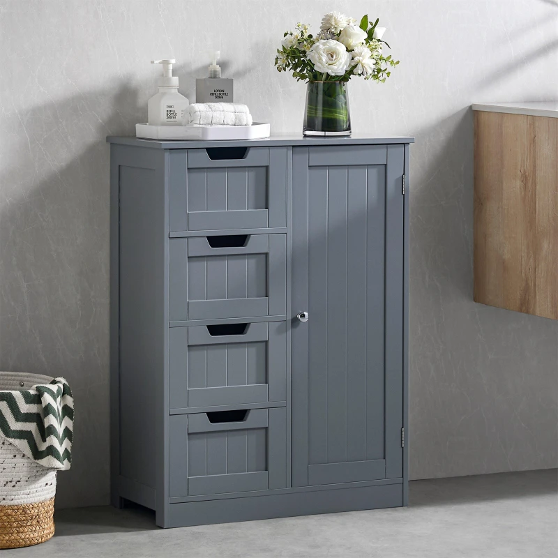 Image of Lassic Bath Vida Priano 4 Drawer 1 Door Freestanding Unit Bathroom Shelves One Size Grey 83966090000