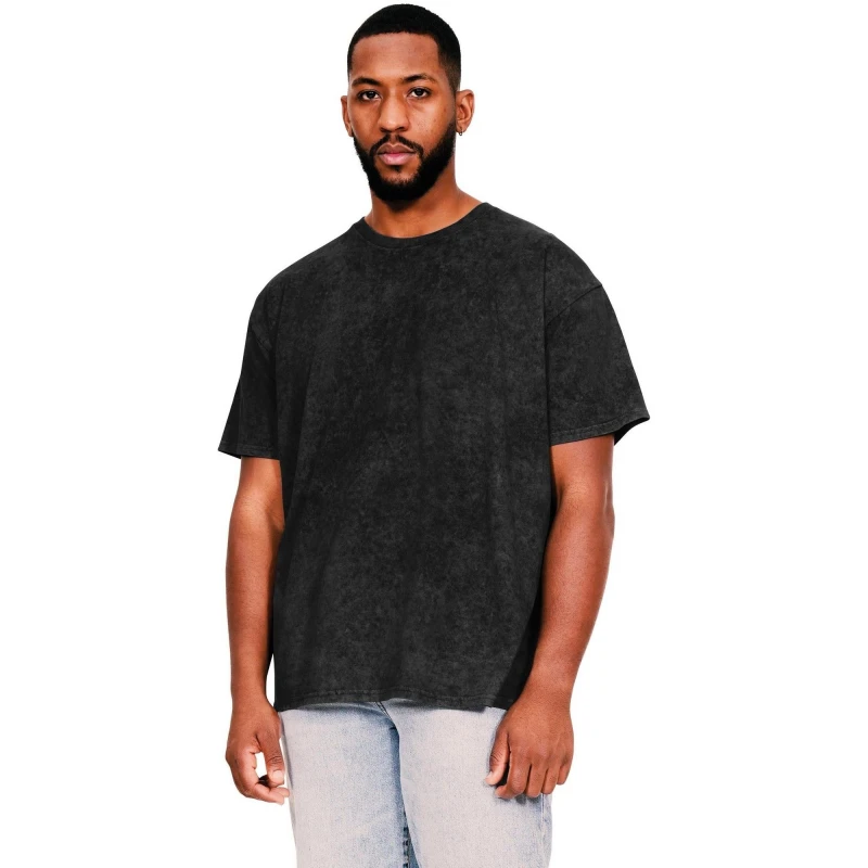 Image of Casual Classics Mens Acid Wash Ringspun Cotton T-Shirt in Jet Black Size: Small Jet Black Male S