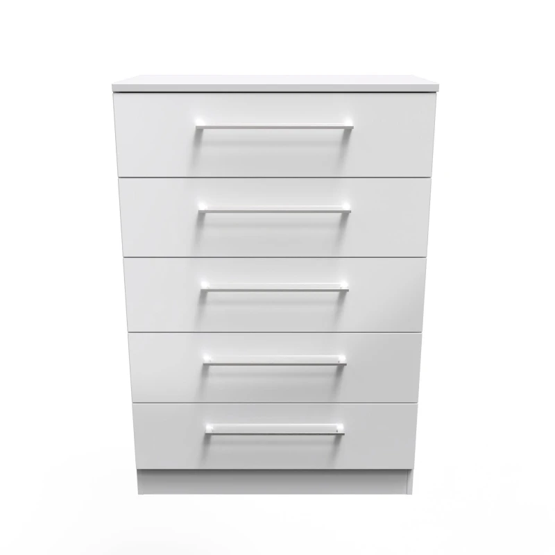 Image of Chester 5 Drawer Chest In White (Ready Assembled)