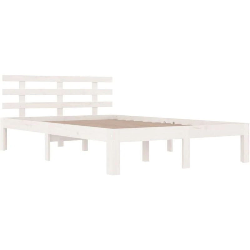 Image of VIDAXL Bed Frame without Mattress White Solid Wood 150x200cm King Size King Size Vidaxl 8720286997055