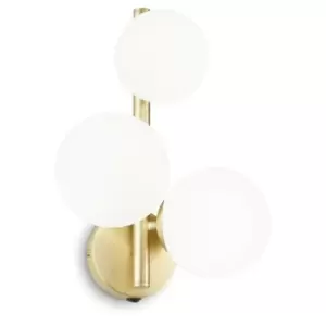 Image of Ideal Lux Perlage 3 Globe Light Wall Lamp Brass