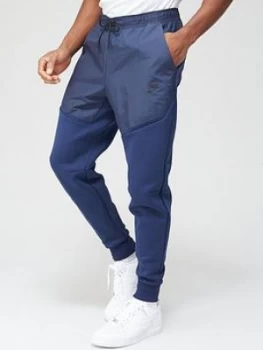 Image of Nike Tech Fleece/Nylon Mix Pants - Navy, Size 2XL, Men